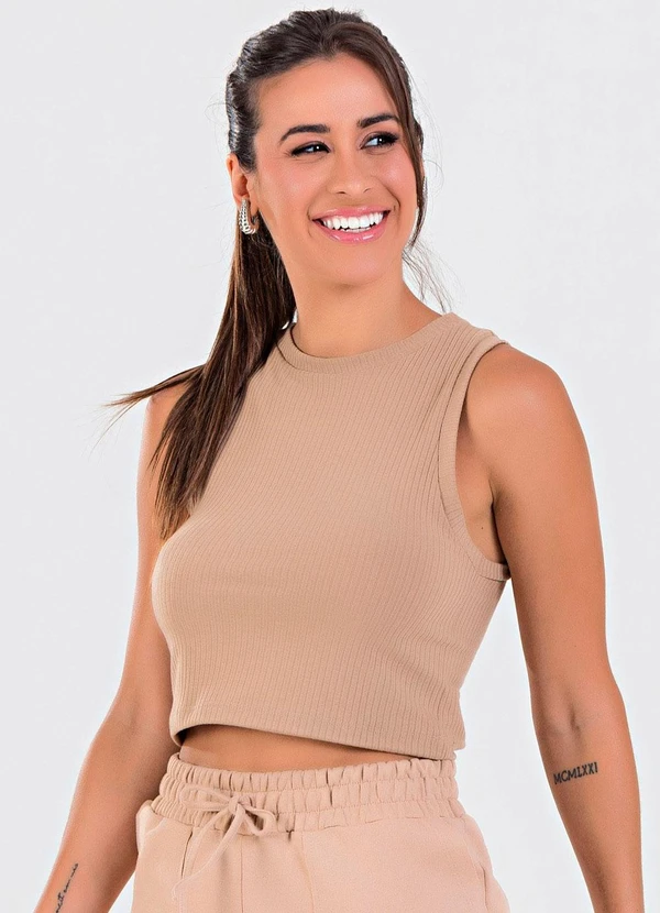 Meu Jeans - Blusa Cropped Regata Canelada Terra 4