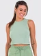 Meu Jeans - Blusa Cropped Regata Canelada Preto - variação: Verde Pistache