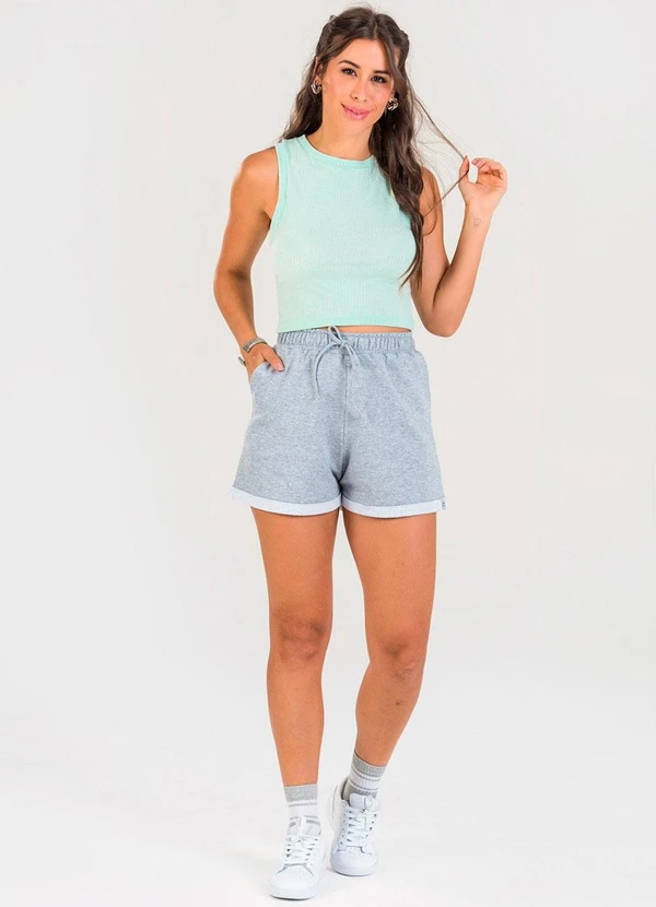 Meu Jeans - Blusa Cropped Regata Canelada Verde Sea 3