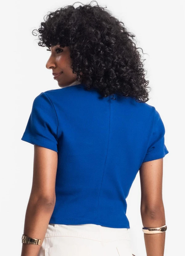 Rovitex - Blusa Cropped Ribana Básica Azul 2