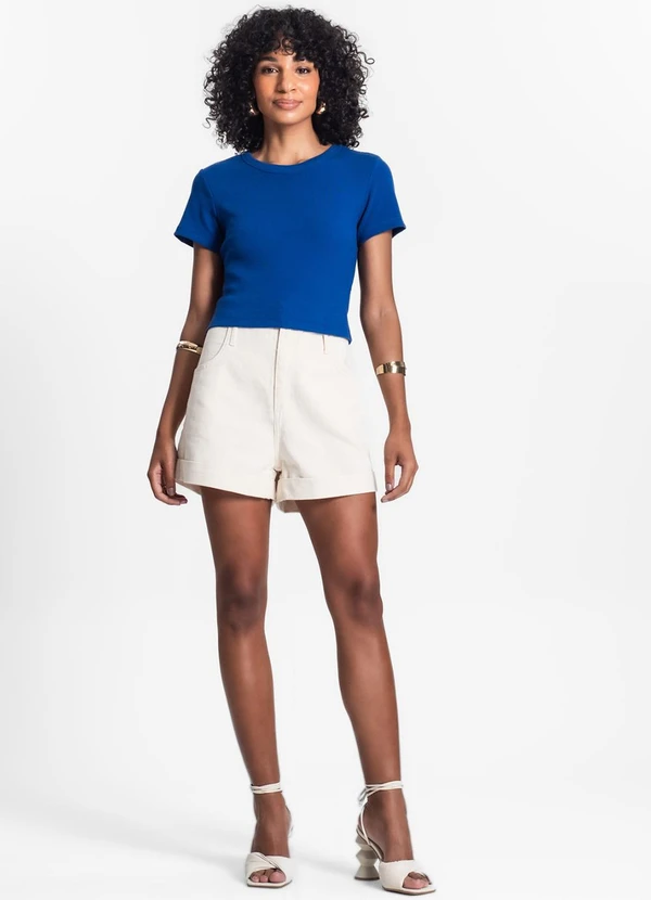 Rovitex - Blusa Cropped Ribana Básica Azul 3