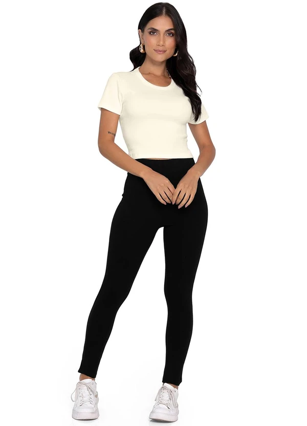 Rovitex - Blusa Cropped Ribana Básica Bege 3