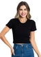 Rovitex - Blusa Cropped Ribana Básica Bege - variação: Preto