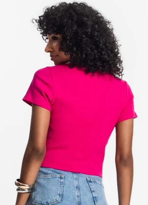 Rovitex - Blusa Cropped Ribana Básica Rosa - ROVITEX