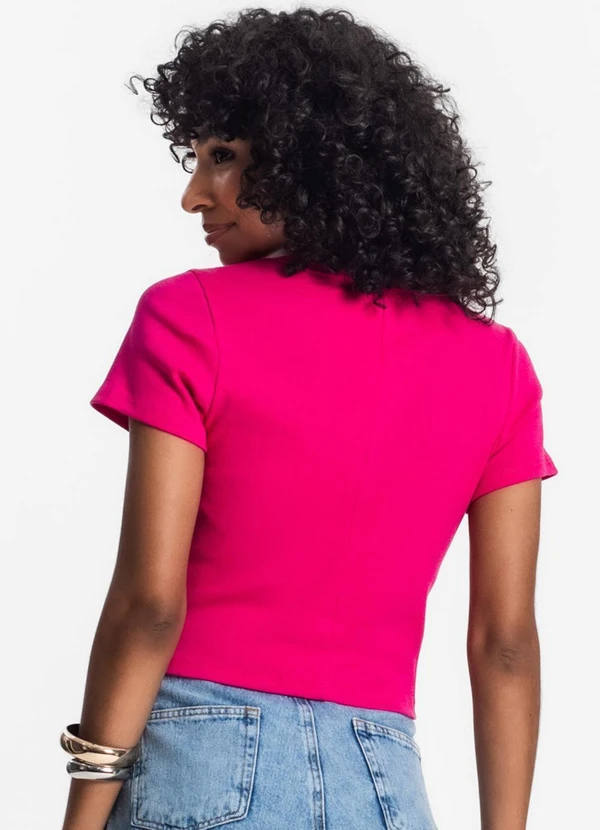 Rovitex - Blusa Cropped Ribana Básica Rosa 2