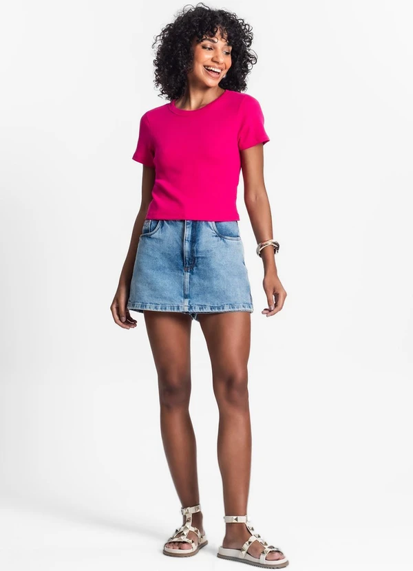 Rovitex - Blusa Cropped Ribana Básica Rosa 3