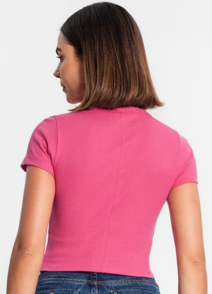 Rovitex - Blusa Cropped Ribana Básica Rosa - ROVITEX