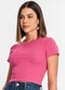 Rovitex - Blusa Cropped Ribana Básica Bege - variação: Rosa