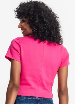 Rovitex - Blusa Cropped Ribana Básica Rosa - ROVITEX
