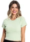 Rovitex - Blusa Cropped Ribana Básica Bege - variação: Verde