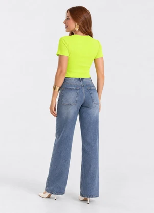 Rovitex - Blusa Cropped Ribana Básica Verde - ROVITEX