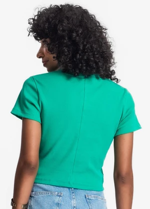 Rovitex - Blusa Cropped Ribana Básica Verde - ROVITEX