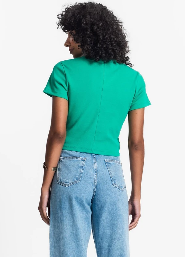 Rovitex - Blusa Cropped Ribana Básica Verde 4