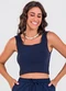 Meu Jeans - Blusa Cropped Ribana Canelada Terra - variação: Azul Marinho