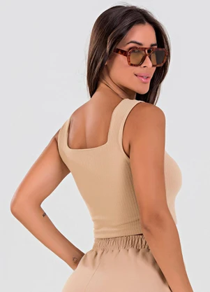 Meu Jeans - Blusa Cropped Ribana Canelada Cappuccino - MEU JEANS