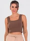 Meu Jeans - Blusa Cropped Ribana Canelada Marrom - variação: Marrom