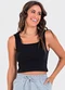 Meu Jeans - Blusa Cropped Ribana Canelada Marrom - variação: Preto