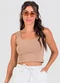 Meu Jeans - Blusa Cropped Ribana Canelada Terra - variação: Terra
