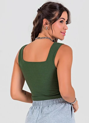 Meu Jeans - Blusa Cropped Ribana Canelada Verde Militar - MEU JEANS