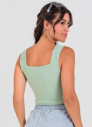 Meu Jeans - Blusa Cropped Ribana Canelada Verde Pistache - MEU JEANS