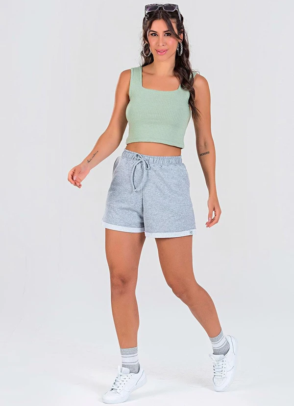 Meu Jeans - Blusa Cropped Ribana Canelada Verde Pistache 3