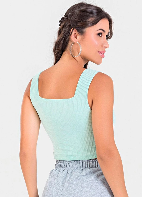 Meu Jeans - Blusa Cropped Ribana Canelada Verde Sea 2