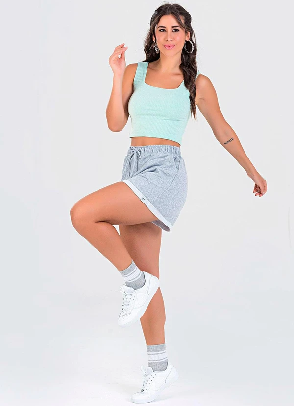 Meu Jeans - Blusa Cropped Ribana Canelada Verde Sea 3