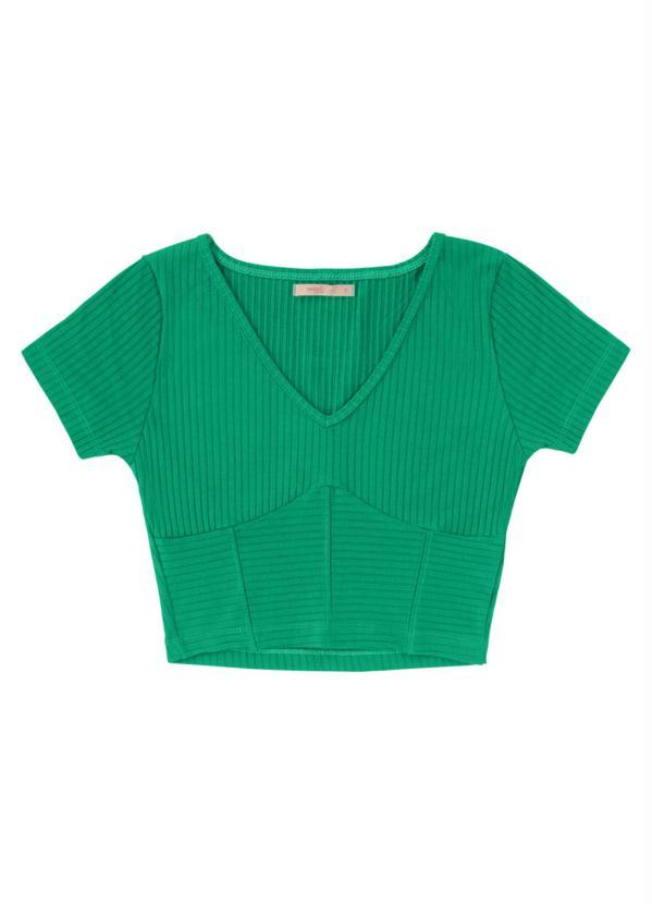 Angel - Blusa Cropped Ribana Verde