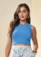 Doce Trama - Blusa Cropped sem Manga em Ribana Casual Azul - variação: Azul