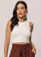 Doce Trama - Blusa Cropped sem Manga em Ribana Casual Preto - variação: Branco