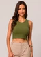 Doce Trama - Blusa Cropped sem Manga em Ribana Casual Azul - variação: Verde