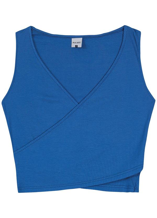 Malwee - Blusa Cropped Transpassada Azul