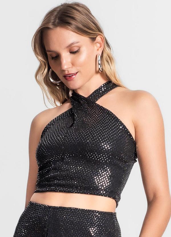 Endless - Blusa Cropped Transpassada Preto 4