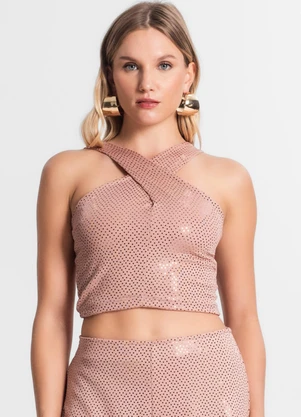 Endless - Blusa Cropped Transpassada Rose Gold - ENDLESS