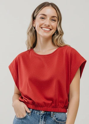 Fakini - Blusa Cropped Vermelho Claro - FAKINI