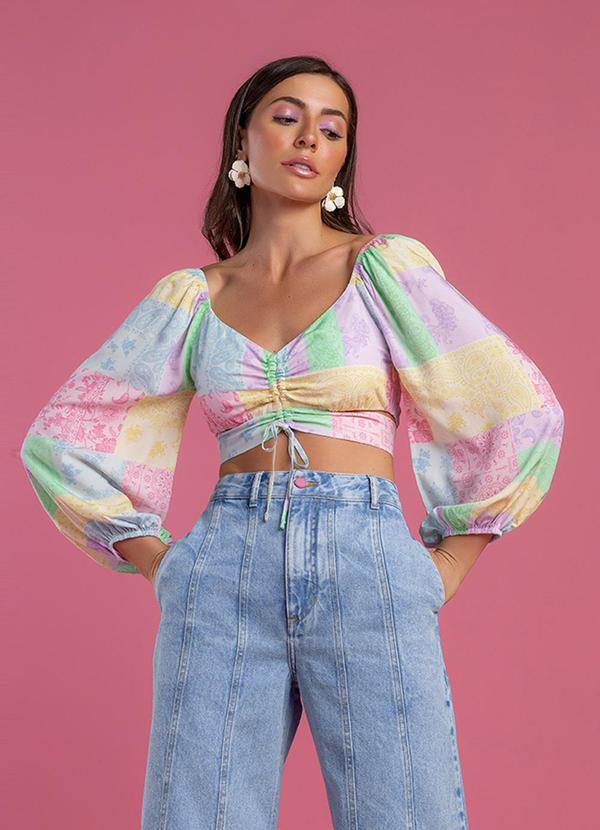 Angel - Blusa Detalhe Franzido Estampada Estampado