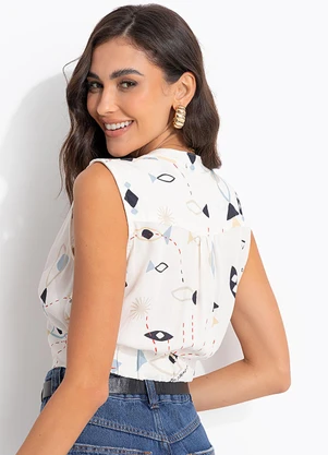 Cantão - Blusa Estampa Olho de Peixe Branco - CANTÃO