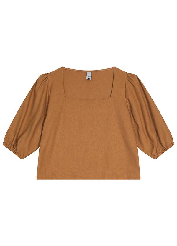Malwee - Blusa Feminina Cropped em Viscolinho Marrom