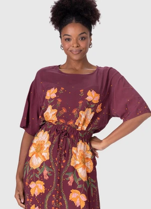 Malwee - Blusa Feminina Cropped Floral Roxo - MALWEE