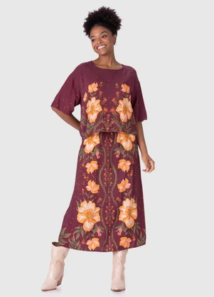 Malwee - Blusa Feminina Cropped Floral Roxo - MALWEE
