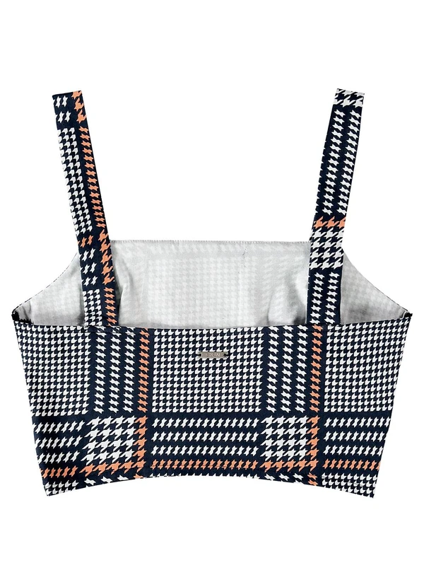 Enfim - Blusa Feminina Cropped Pied de Poule Azul 4