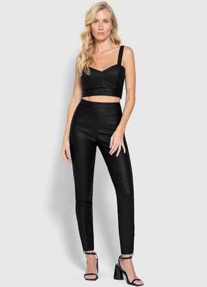 Enfim - Blusa Feminina Cropped Resinada Preto - ENFIM