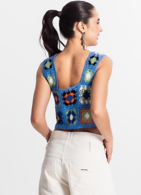 Rovitex - Blusa Feminina de Crochê Azul 2