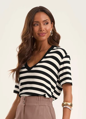 Rovitex - Blusa Feminina em Ribana de Viscose Preto - ROVITEX