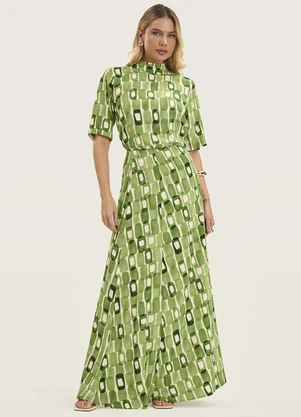 Endless - Blusa Feminina Estampada Gola Alta Verde - ENDLESS