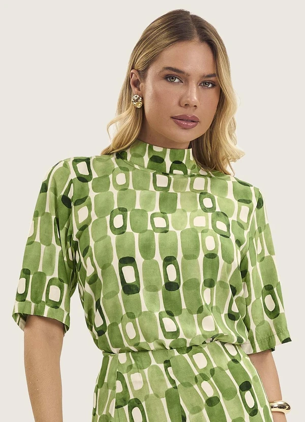Endless - Blusa Feminina Estampada Gola Alta Verde 1