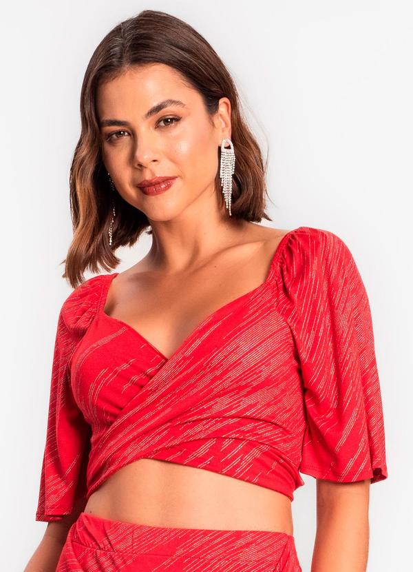 Rovitex - Blusa Feminina Transpassada em Viscose Vermelho