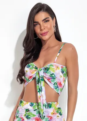 Moda Pop - Blusa Floral Borrado em Jersey Acetinado - MODA POP