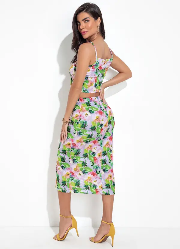 Moda Pop - Blusa Floral Borrado em Jersey Acetinado 4