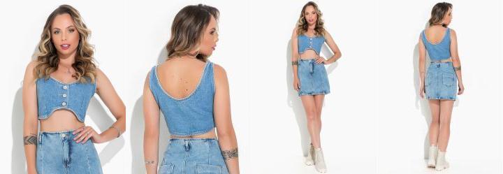 Blusa Jeans Claro em Jeans